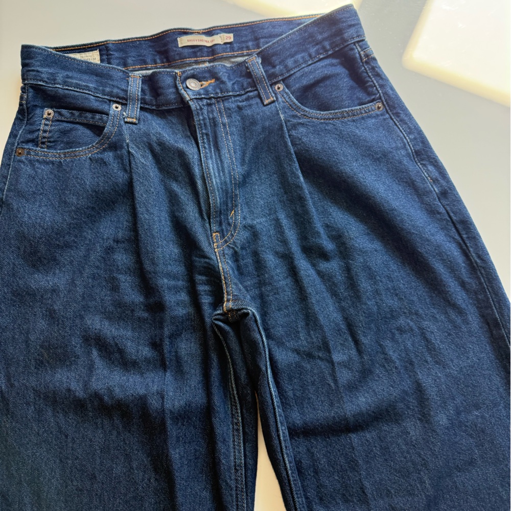 Levi’s Premium Baggy Dad Wide Leg Jeans - Dark Wash Sz 29 - Picture 6 of 16